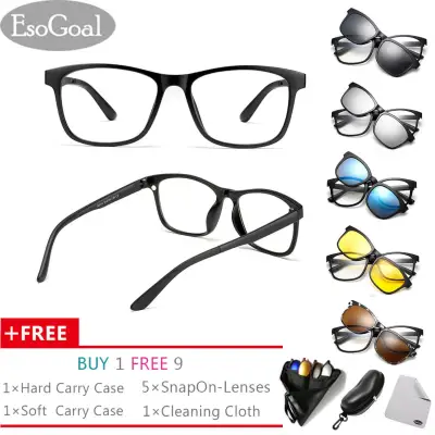 EsoGoal Women Fashion Eyewear Magnetic Sunglasses Clip On Glasses Unisex Polarized Lenses with Set of 5 lenses
