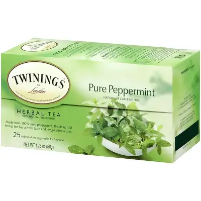Twinings, Herbal Tea, Pure Peppermint, Caffeine Free, 25 Tea Bags (50 g)