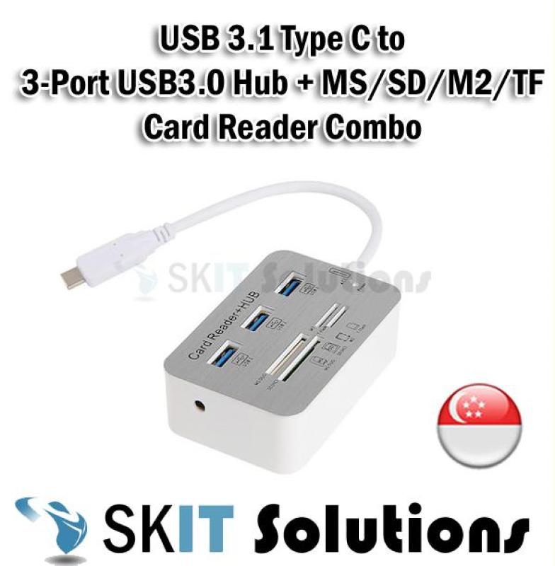 USB 3.1 Type-C to 3-Port USB3.0 USB Hub + MS/SD/M2/TF Memory Card Reader Combo