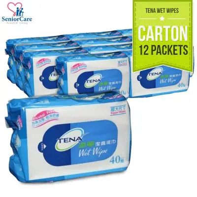(Carton of 12) Tena Wet Wipes - Pack of 40s