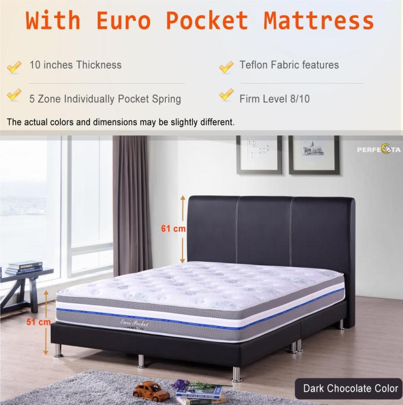 Queen size Bed Frame UN402 and 10 inch Individually Pocketed Spring Mattress - Euro Pocket