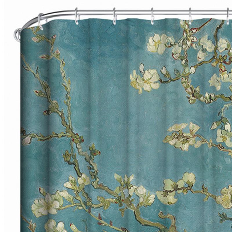 Huizhoushi 3d Digital Shower Curtain Van Gogh Apricot Flower