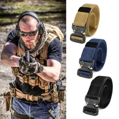 Adjustable Men's Military Belt Buckle Combat Waistband Tactical Rescue Rigger Tool Waist Nylon Belts 125cm (2)