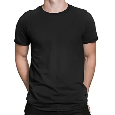 [Preorder] Round Neck Cotton T-Shirt Unisex Black 100% Cotton Plain Tee