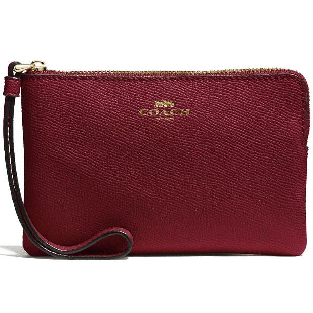 Coach Corner Zip Wristlet In Crossgrain Leather Crimson Red F58032 Gift Receipt Singapore