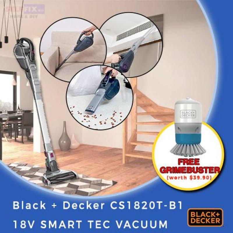 LOWEST PRICE - Black and Decker CS1820T-B1 Smart Tec Vac with Floor Extension + FREE BND BHPC130 GRIMEBUSTER Singapore