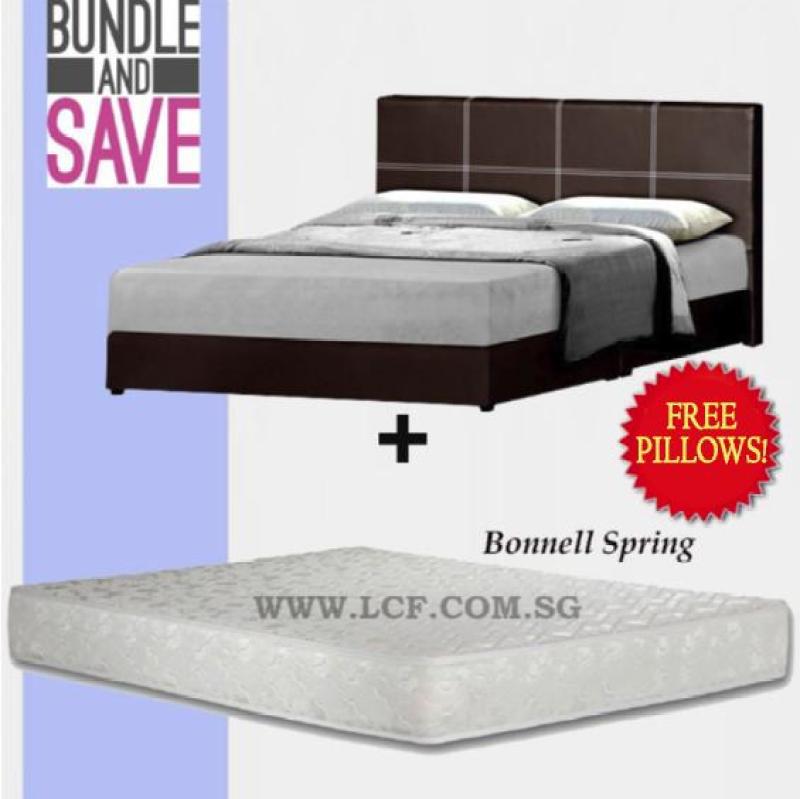 Queen Bed + Bonnel Spring mattress (FREE PILLOWS)