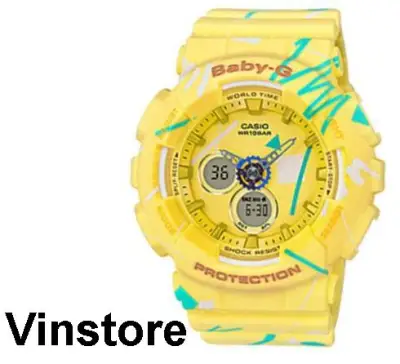 [Vinstore] Baby-G BA-120 Striking Series Yellow Resin Women Analog Digital Sports Watch BA-120SC-9A BA-120SC-9 BA120SC-9A