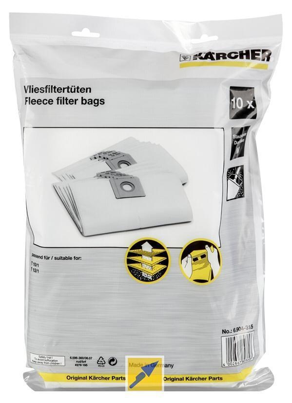 Karcher 3ply Filter Fleece Vacuum Bags T10 /& T12 Pack of 10