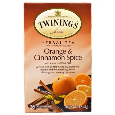 Twinings, Herbal Tea, Orange & Cinnamon Spice, Naturally Caffeine Free, 20 Individual Tea Bags (40 g)