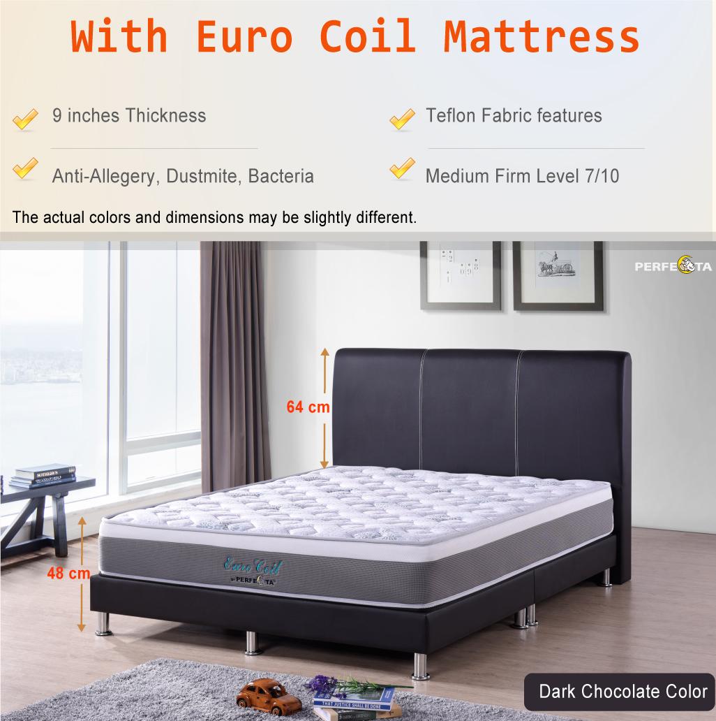 Queen size Euro Coil Mattress with Bed Frame UN402