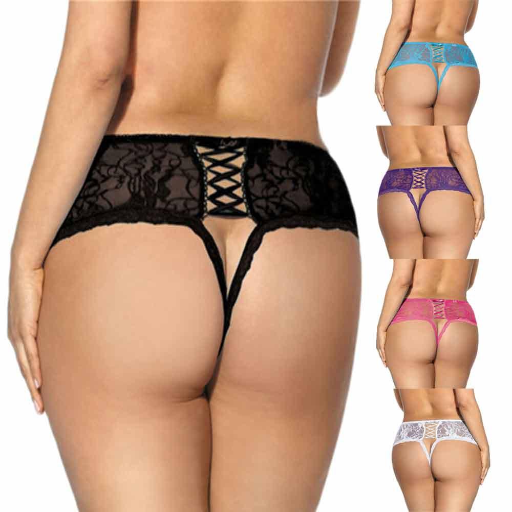 Women Bandage Open Crotch Crotchless Panties Thong V String