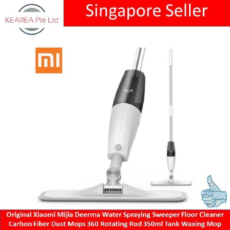 Original Xiaomi Mijia Deerma Water Spraying Sweeper Floor Cleaner Carbon Fiber Dust Mops 360 Rotating Rod 350ml Tank Waxing Mop Singapore