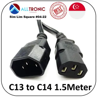 C13 to C14 Male Female Extension Cable 1.5Meter Black