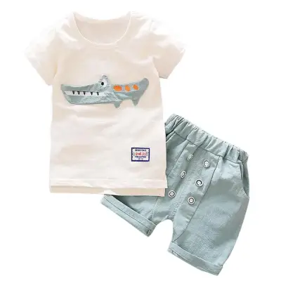 Lawsonshop Toddler Kid Baby Boy Outfits Clothes Cartoon Print T-shirt Tops+Shorts Pants Set