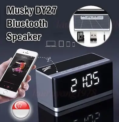 Musky DY27 Bluetooth Speaker Portable Wireless Mini HIFI SD Card FM Radio Clock Aux USB Slot