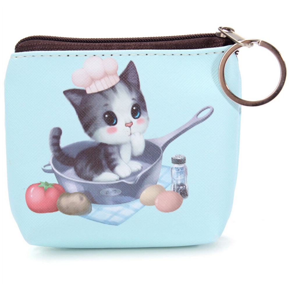 Cute Cat Face Zipper Case Mini Pocket Coin Purse Cartoon Key Wallet Bag Pouch SG