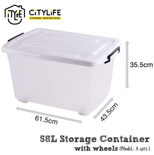 Citylife 58L Storage Container with Wheels