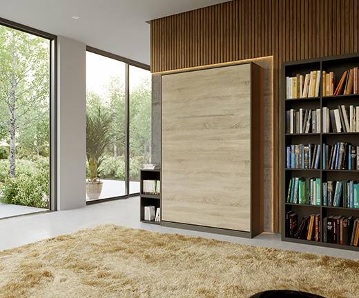 Murphy Wall Bed/ Super Single 120x200cm/ Vertical/ Sonoma Oak front/ Curve leg
