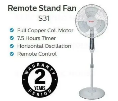 Sona S31 Remote Stand Fan 16" 2 Years Warranty