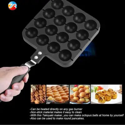 16 Holes Kitchen Takoyaki Grill Pan Plate Cooking Baking Mold Octopus Ball Maker With Handle Kitchen Tools - intl