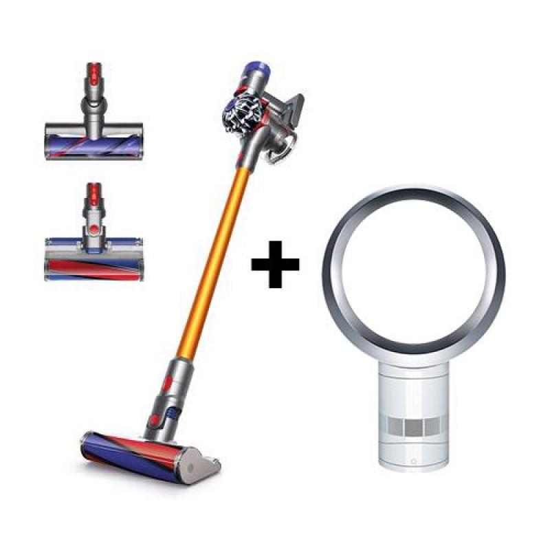 Dyson V8 Carbon Fibre Cord-Free Vacuum Cleaner + Dyson 30cm Desk Fan AM06 (White/Silver) Singapore