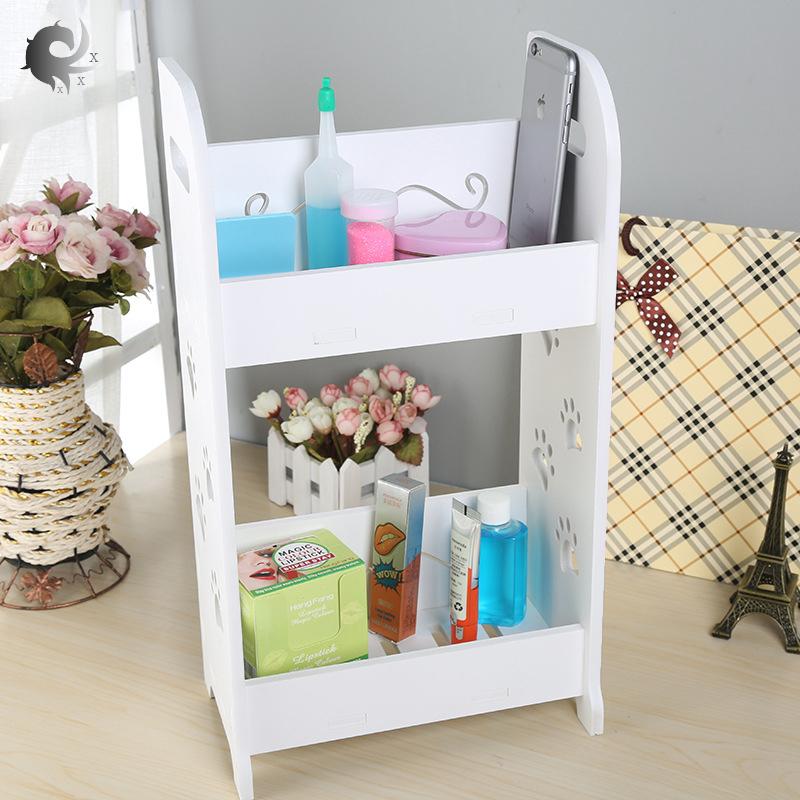 Desk organizer, bathroom, toilet, dresser storage box, cosmetic storage rack, high quality wood plastic board material (43.5*14*25cm)