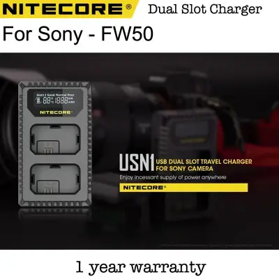 NITECORE USN1 Sony NP-FW50 NP FW50 Dual Slot USB Travel Charger for Sony FW50 Batteries