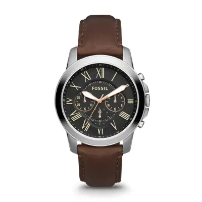 [Preorder]Fossil Grant Black or Brown 44mm Dial Black Leather Mens Watch Item FS4812 or FS4813