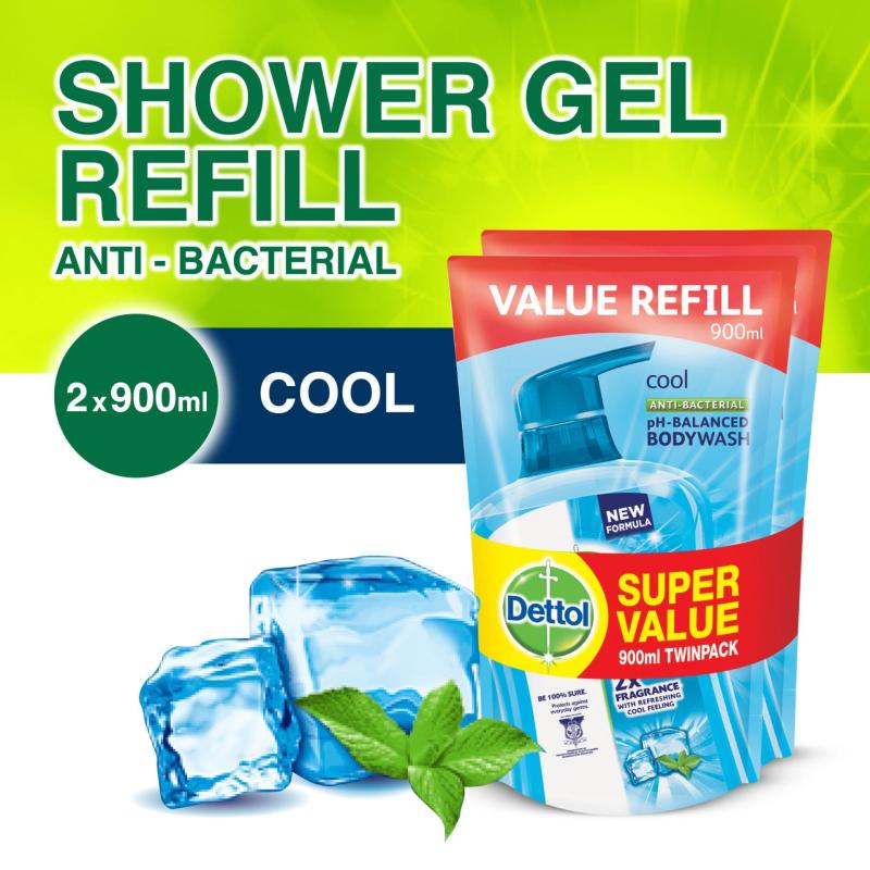 Buy 2x Dettol Anti-Bacterial Body Wash Cool Refill 900G Singapore