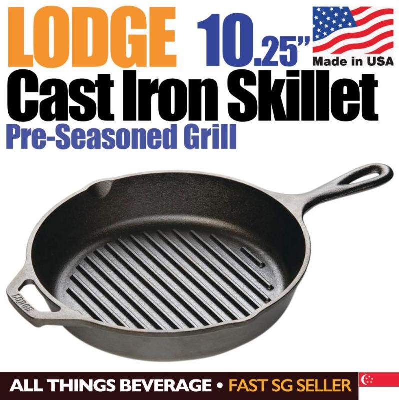 Lodge Cast Iron Round Grill Pan Pre seasoned 10.25 inch 26cm Made in USA Singapore