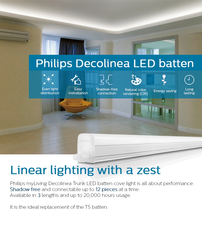 Philips 31085 Trunkable Linea Led Batten Wall Light Cove 90cm 9w 750lm 3000k Warm White Yellow Philips 31085 Trunkable Linea Led Batten Wall Light Cove 90cm 9w 750lm 3000k Warm White Yellow