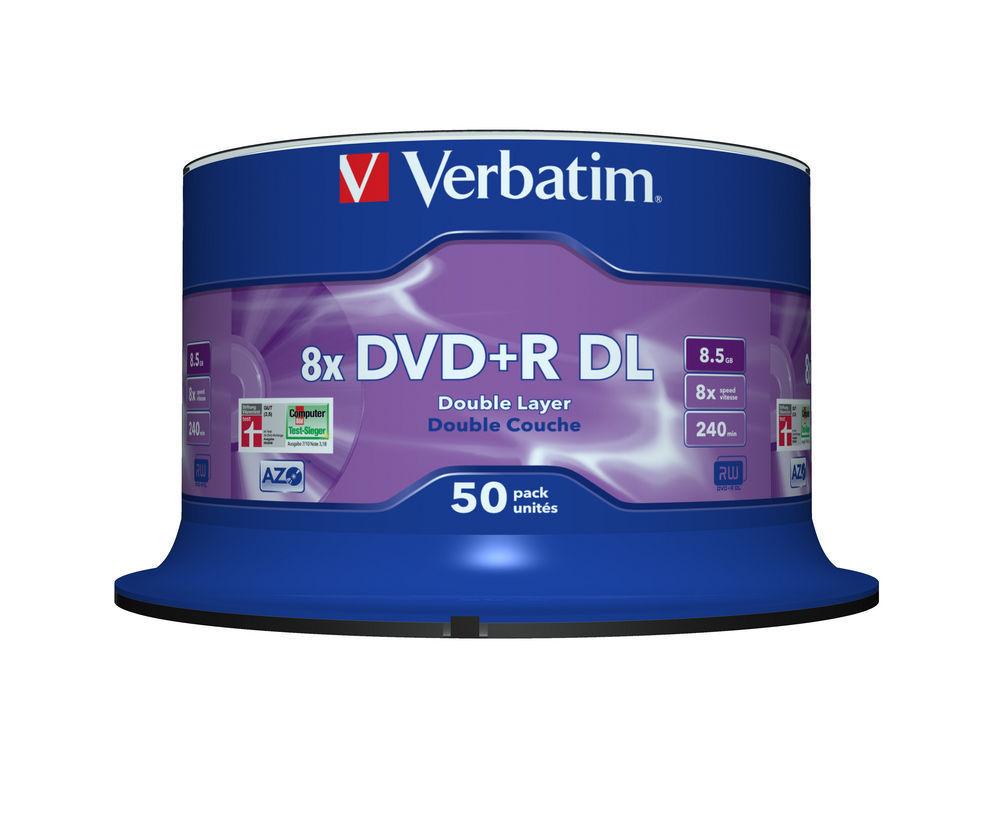 Verbatim DVD+R Double Layer AZO 50pcs per cake box 8.5gb 8x 240min
