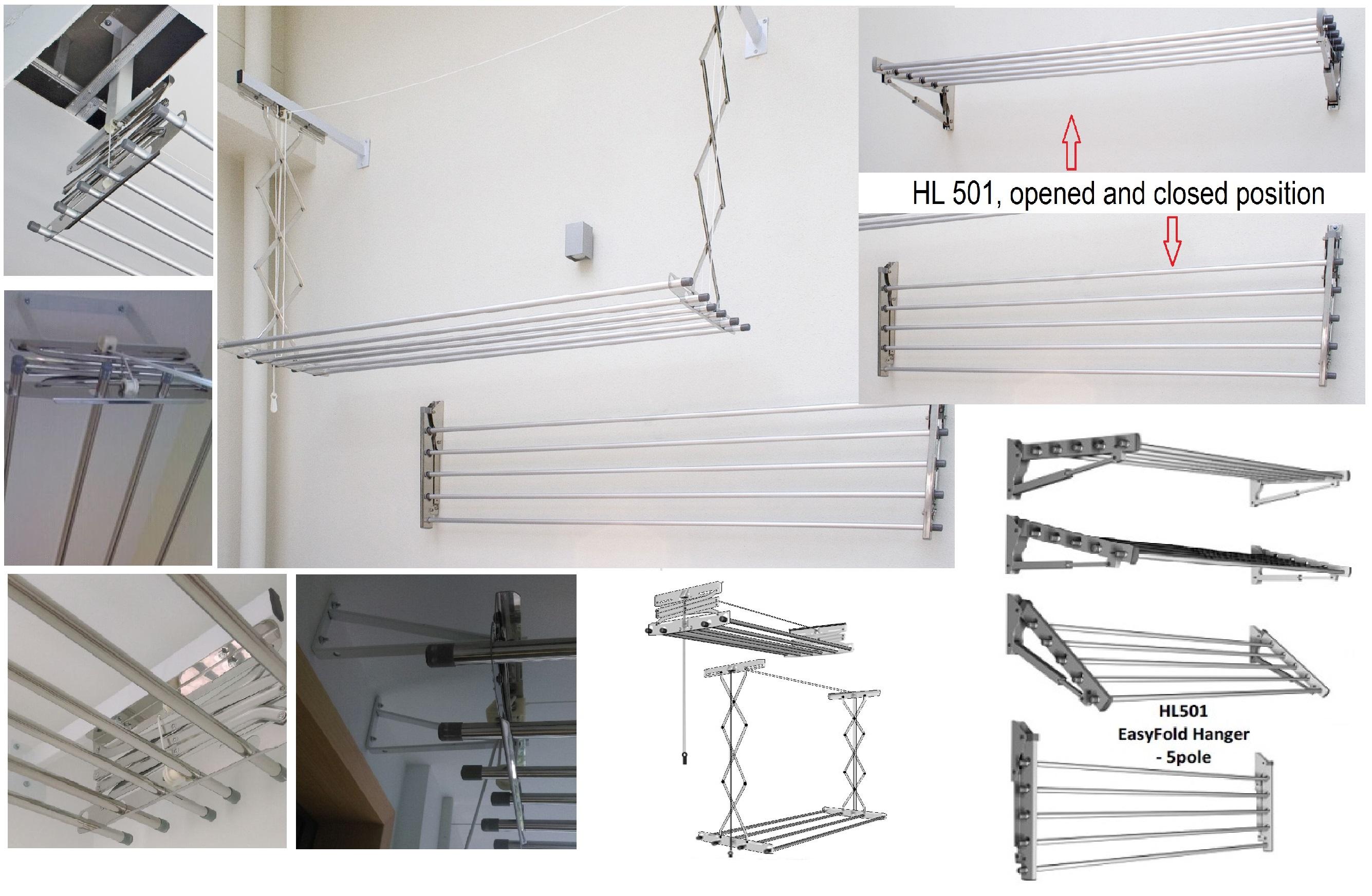 Easyhanger Original Full Stainless Steel Made In Korea Ceiling Laundry Hanger Retractable Laundry Hanger Clothes Drying Rack Laundry Drying