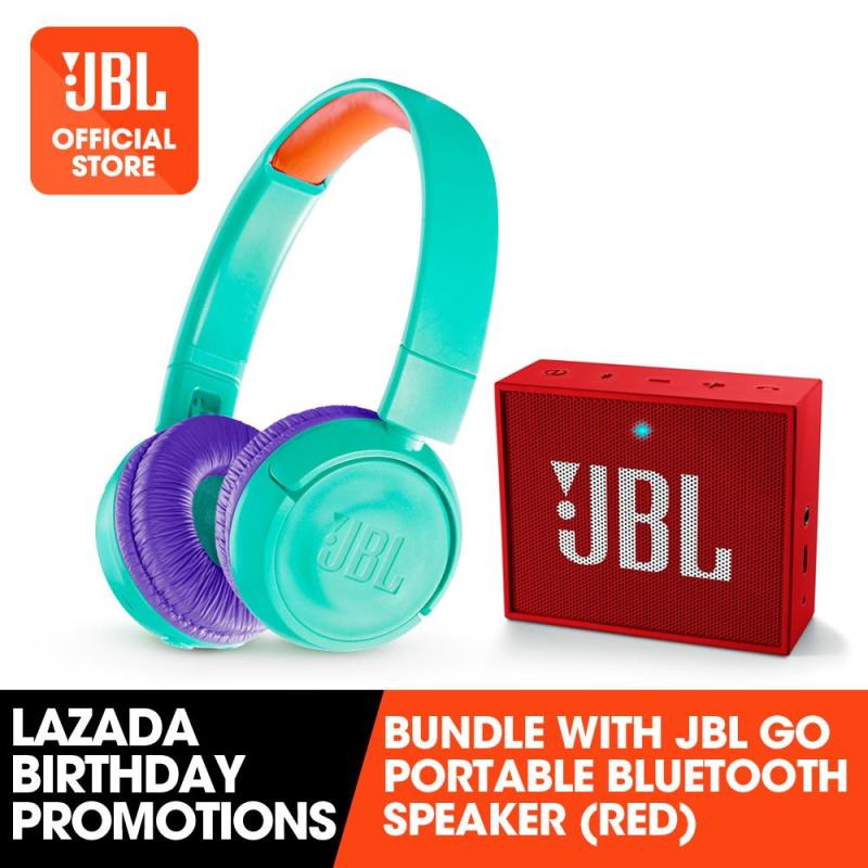 JBL JR300BT Kids Wireless On-ear headphones (Teal) + JBL GO #Bundle Singapore