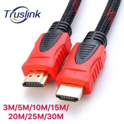 [SG Seller] High Speed HDMI Cable 1.4V -Red Black Braided Cord 3M/5M/10M/15M/20M/25M/30M Supports 3D HD Full HD 1080p