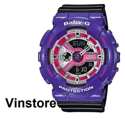 [Vinstore] Baby-G BA-110 Purple Black Resin Women Sports Watch BA-110NC-6A BA-110NC-6ADR BA-110NC-6 BA110NC-6A