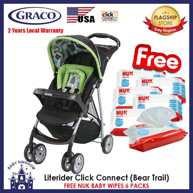 Graco Literider Click Connect Stroller (Bear Trail) - Local Warranty FREE NUK Wipes 6 Packs - SD4 Singapore