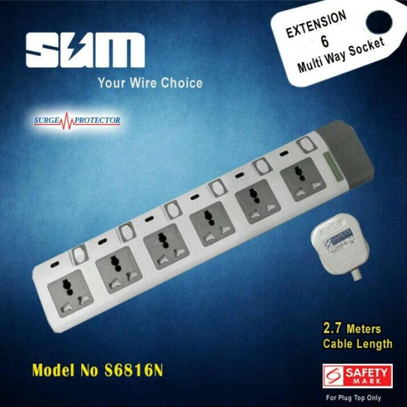 6 Way Multi Way Extension Socket (2.7 Meter)
