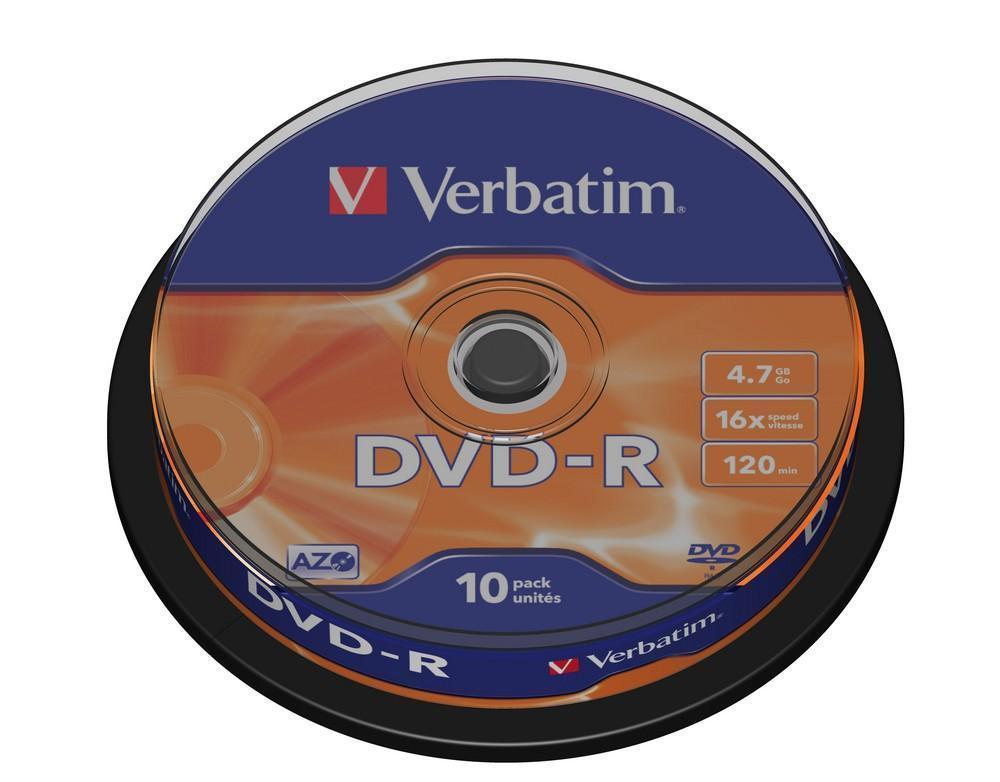 Verbatim DVD-R AZO 10pcs per cake box 4.7gb 16x 120min