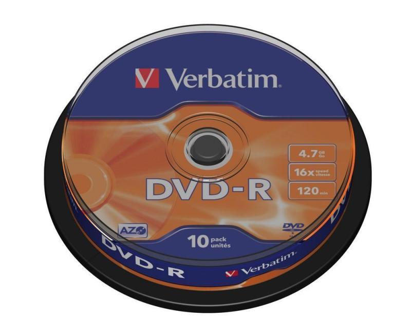 Verbatim DVD-R AZO 10pcs per cake box 4.7gb 16x 120min