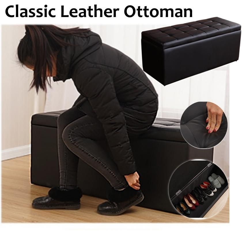 Leather Ottoman Storage Stool / Hidden Chair / Good for limited space at home / organizer/ Chair