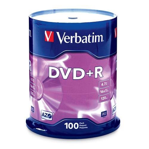 Verbatim DVD+R AZO 100pcs per cake box 4.7gb 16x 120min