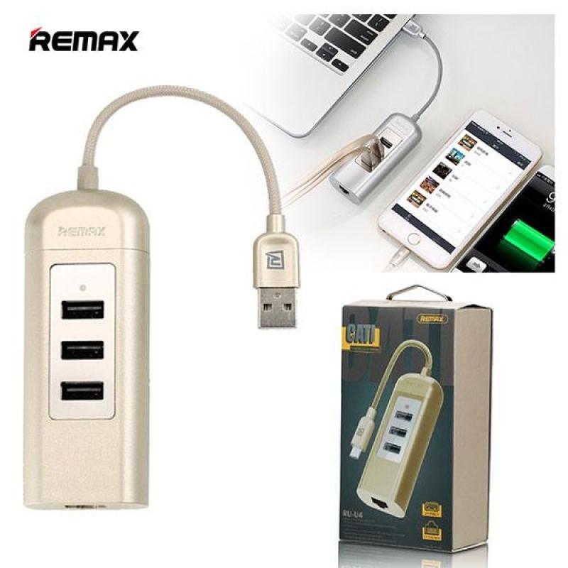 REMAX Cati RU-U4 3-Port USB 2.0 Hub +100Mbps Ethernet Network Adapter