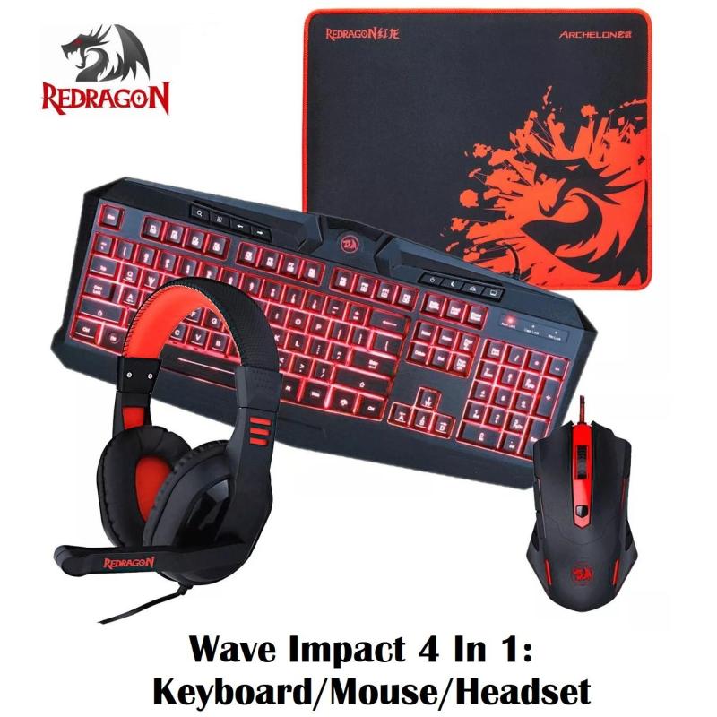 Redragon Waveimpact Keyboard / Mouse / Mousepad / Headset 4 in 1 Set Singapore