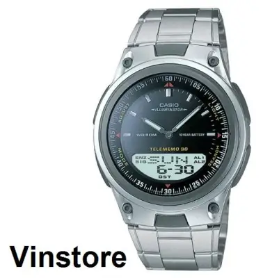 [Vinstore] Casio AW-80 Illuminator Dual Time Telememo Stainless Steel Strap Men Watch AW-80D-1A AW-80D-1 AW-80D AW80D-1A