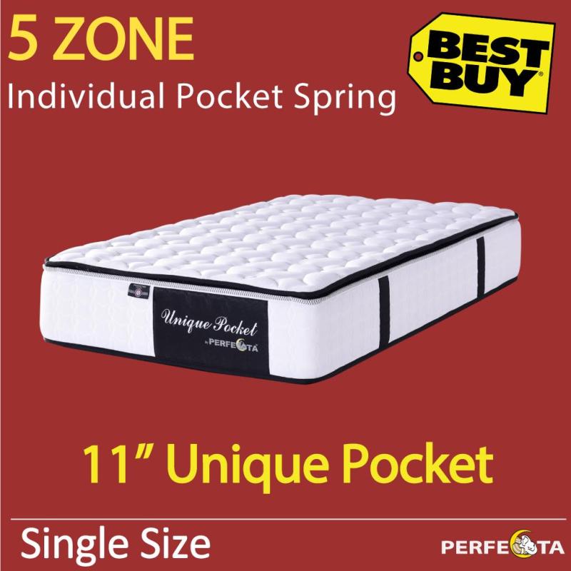 Single Size * Unique Pocket Mattress * 11 inches * 5 Zone Individually Pocketed Spring * Free Mattress Protector