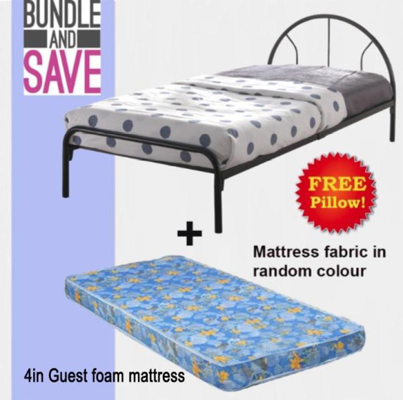 Victo Single Bedframe + 4inch Guest Foam Mattress (FREE PILLOW)