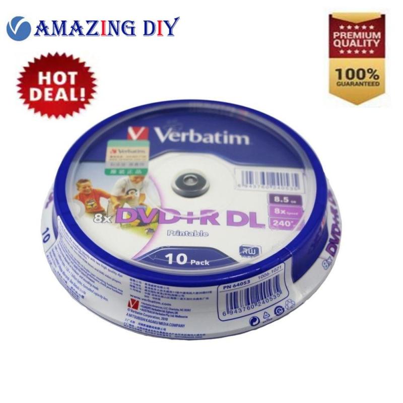 10 Pieces Verbatim blank printable DVD+R DL 8X Dual Layer 10 Discs DVD +R dl 8.5GB with original cake box