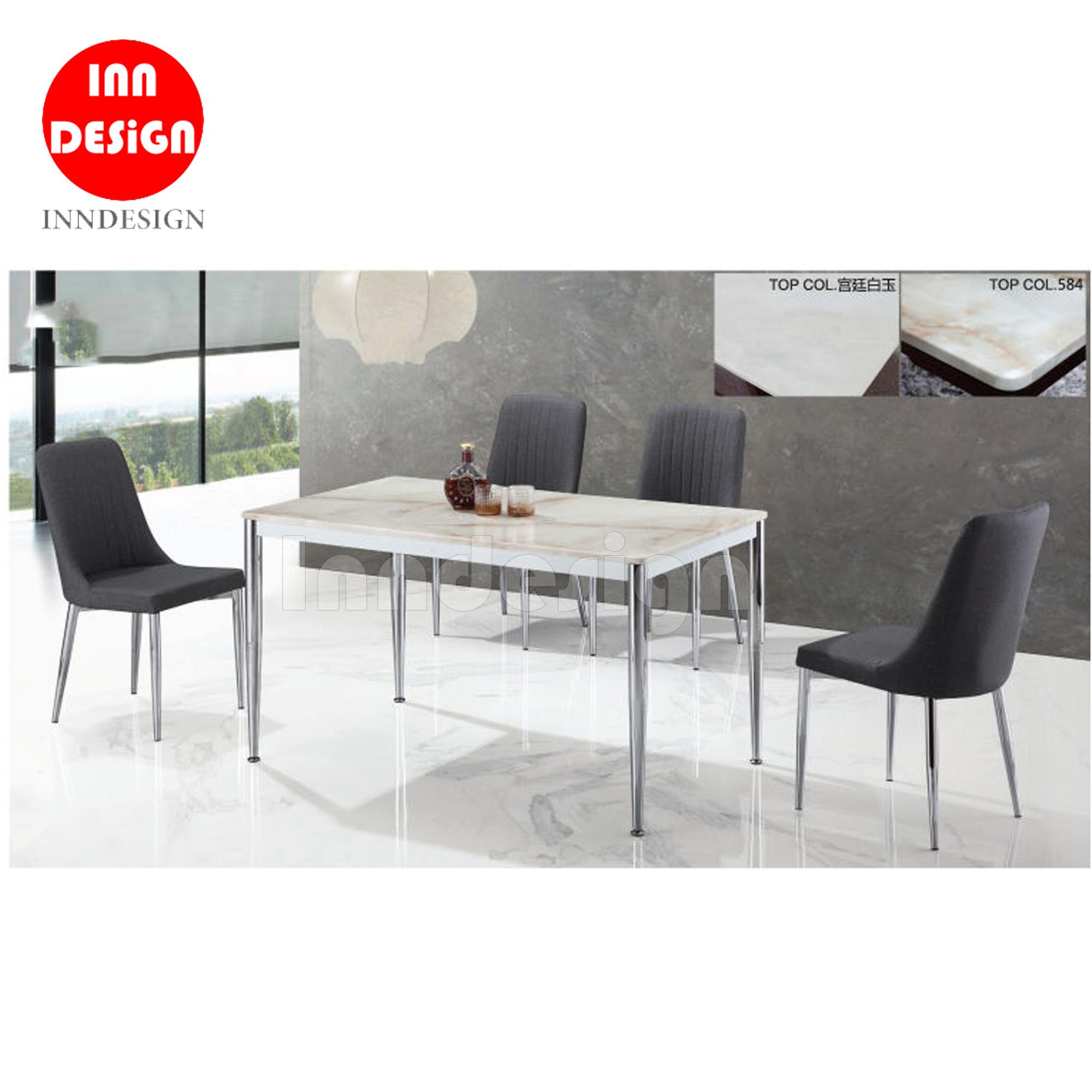 Elvis 1+4 Marble Table Dining Table Set (Black)